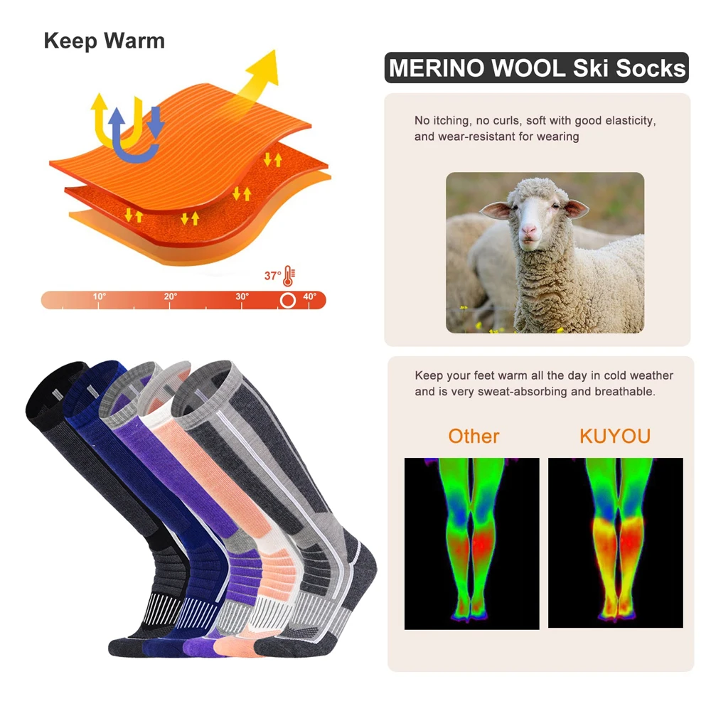 XQQMXX 1Pair Ski Socks Skiing  - Thermal Sock Wool recension och pris