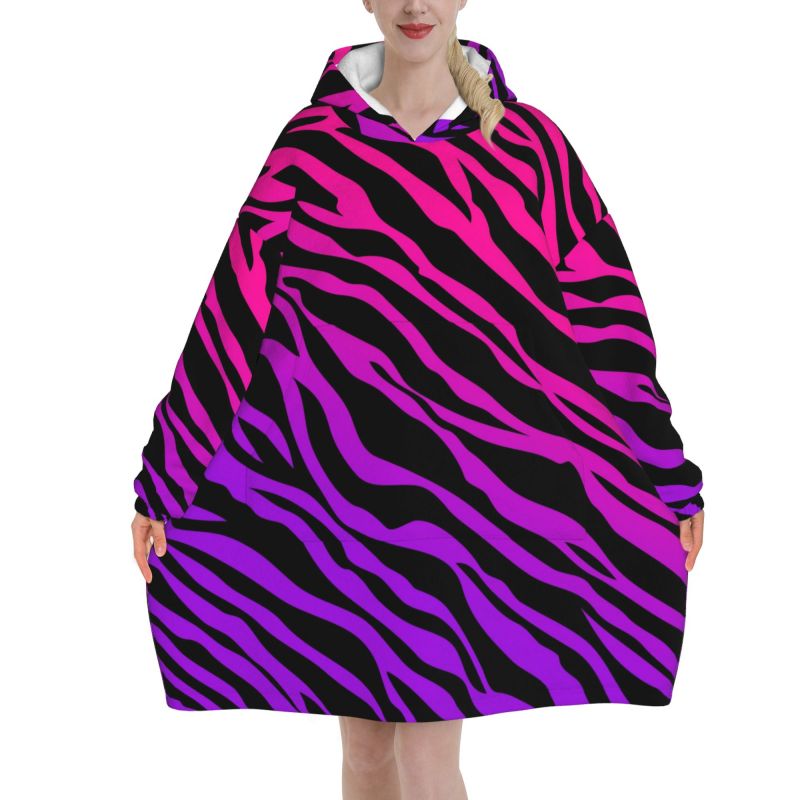 Zebra Stripe Print Wearable Bl - Sherpa Hoodie Fleece recension och pris