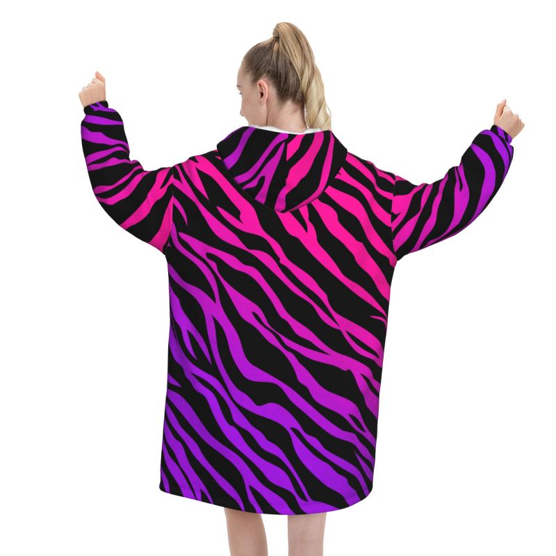 Zebra Stripe Print Wearable Bl - Sherpa Hoodie Fleece recension och pris