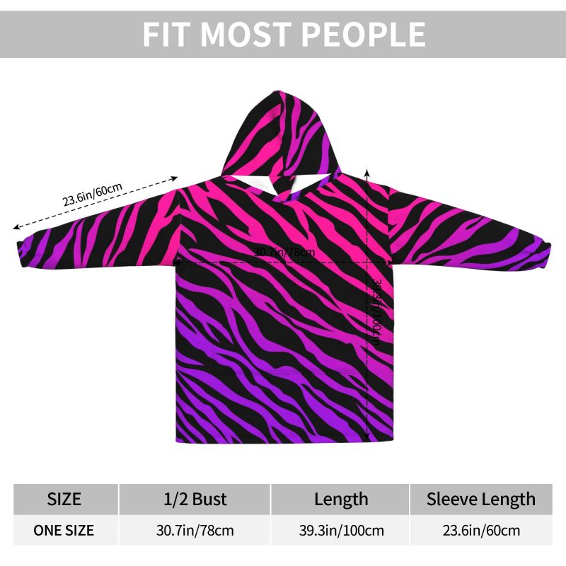Zebra Stripe Print Wearable Bl - Sherpa Hoodie Fleece recension och pris